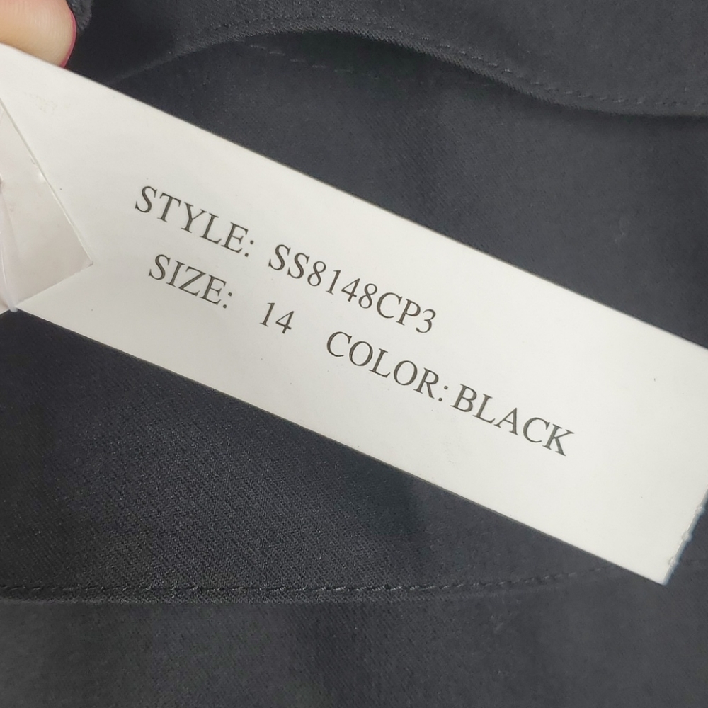 Larry Levine Black Tiered Ribbon Pencil Skirt Career Office Size 14 NWT - Picture 6 of 12